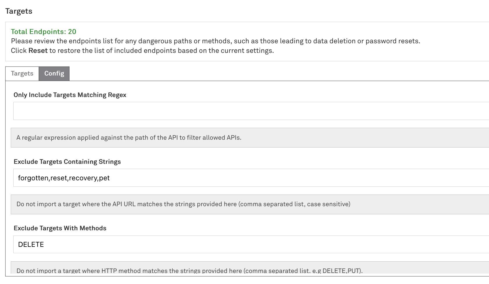 A string has been added to the target exclusions list